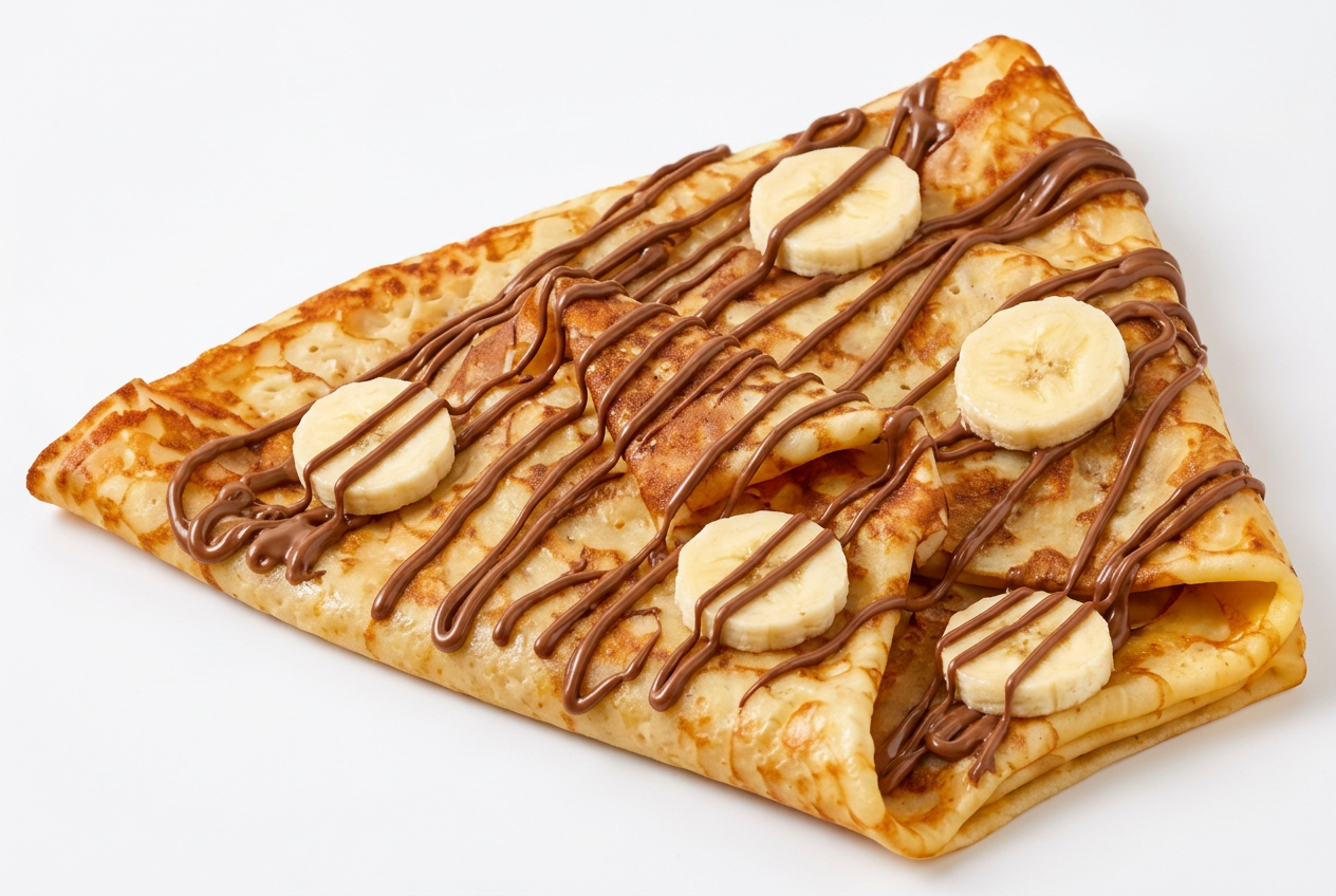 Crêpe met Nutella en banaan — gegenereerde productfoto
