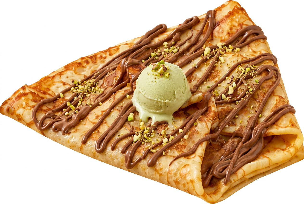 Crêpe met pistachegelato — gegenereerde productfoto